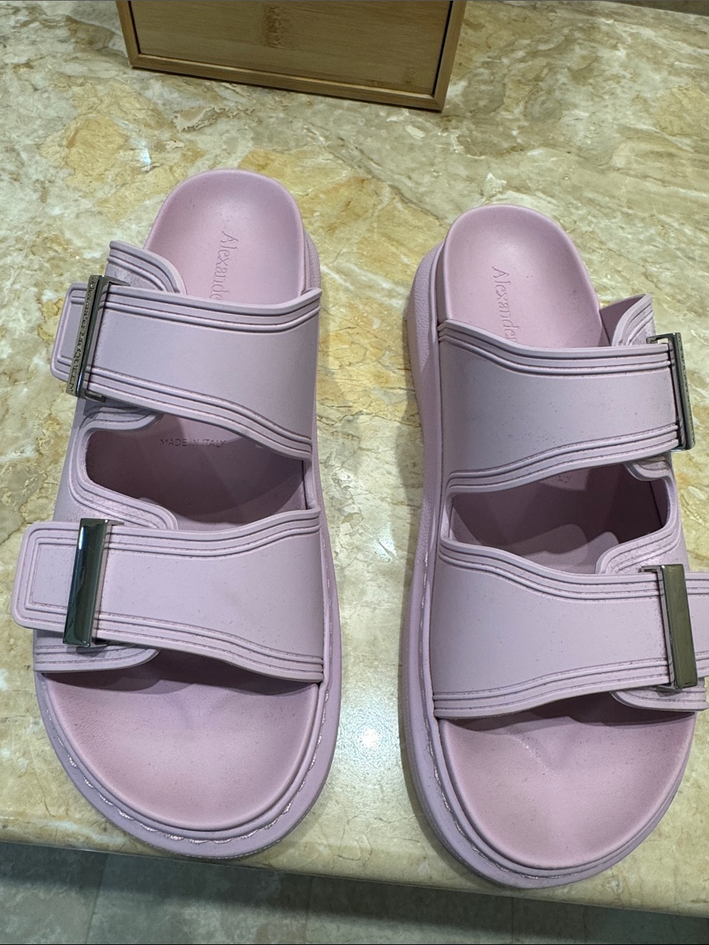 Alexander McQueen Lilac Dual-Strap Slide Sandals